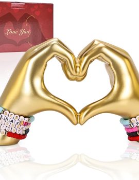 Heart Hand Sculpture, Gold Shelf Decoration Aesthetics for Room Bookshelf Coffee Table Dining Table Centerpiece, Birthday Gift and Memorial Gift for Women, Girlfriend Girls Mom.