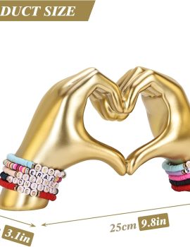 Heart Hand Sculpture, Gold Shelf Decoration Aesthetics for Room Bookshelf Coffee Table Dining Table Centerpiece, Birthday Gift and Memorial Gift for Women, Girlfriend Girls Mom.