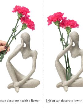 Sandstone Resin Thinker Style Abstract Sculpture Statue Collectible Figurines Home Office Bookshelf Desktop Decor(Sandstone – Left Reverie)